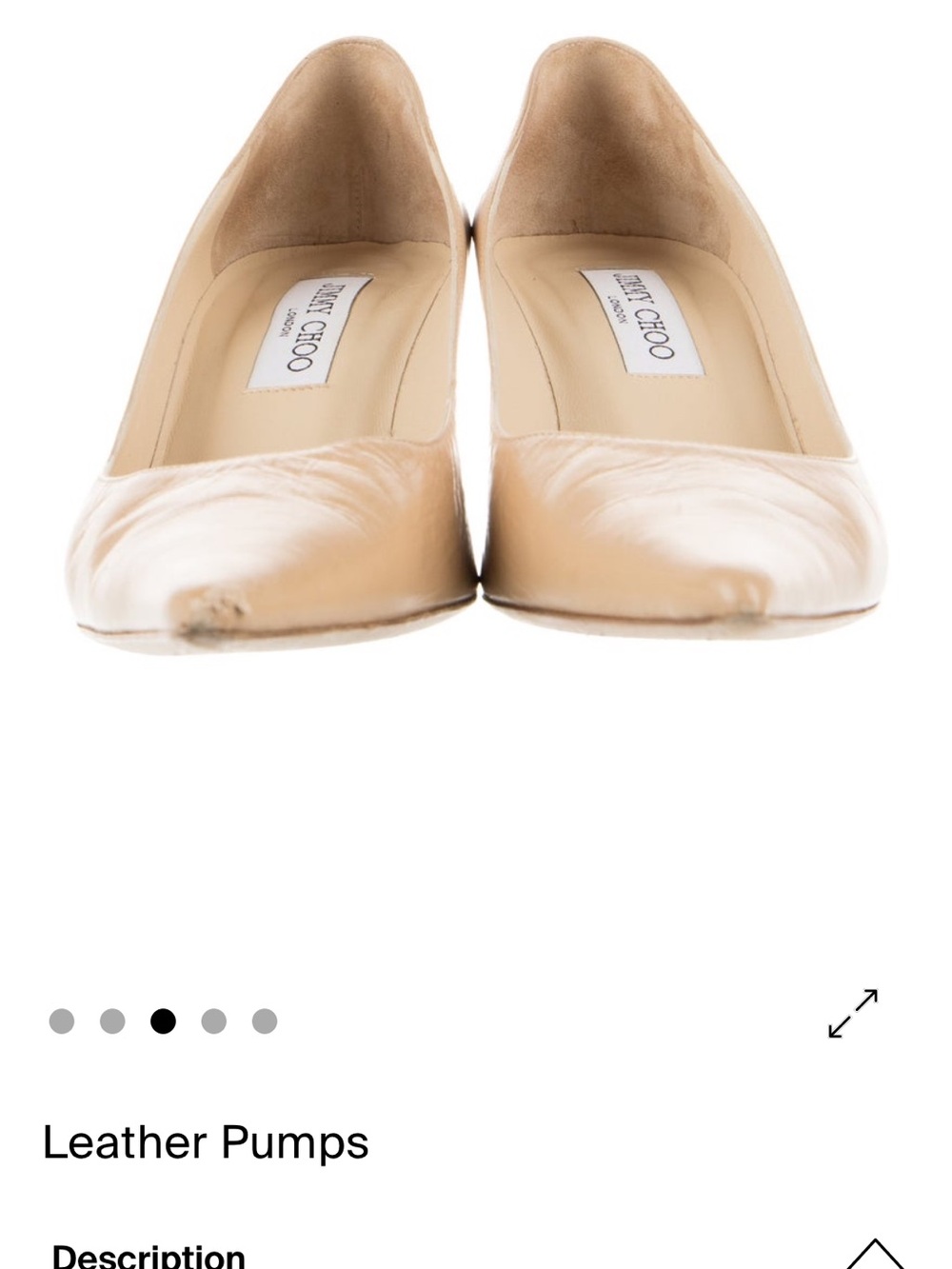 Jimmy Choo Beige Leather Pointed-Toe Pumps